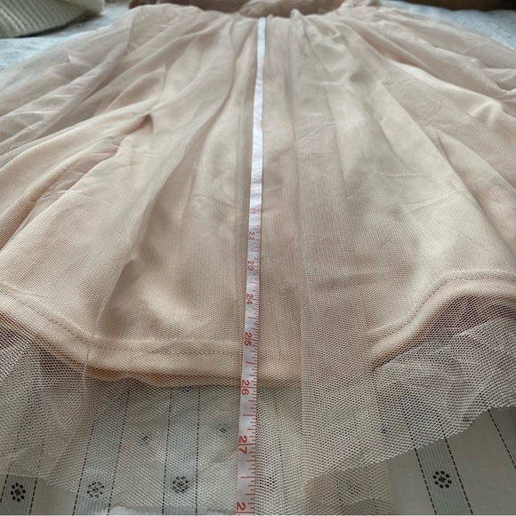 maniju New With Tag soft pink tulle ballet of the shoulder blush dress Boho S - Picture 7 of 11